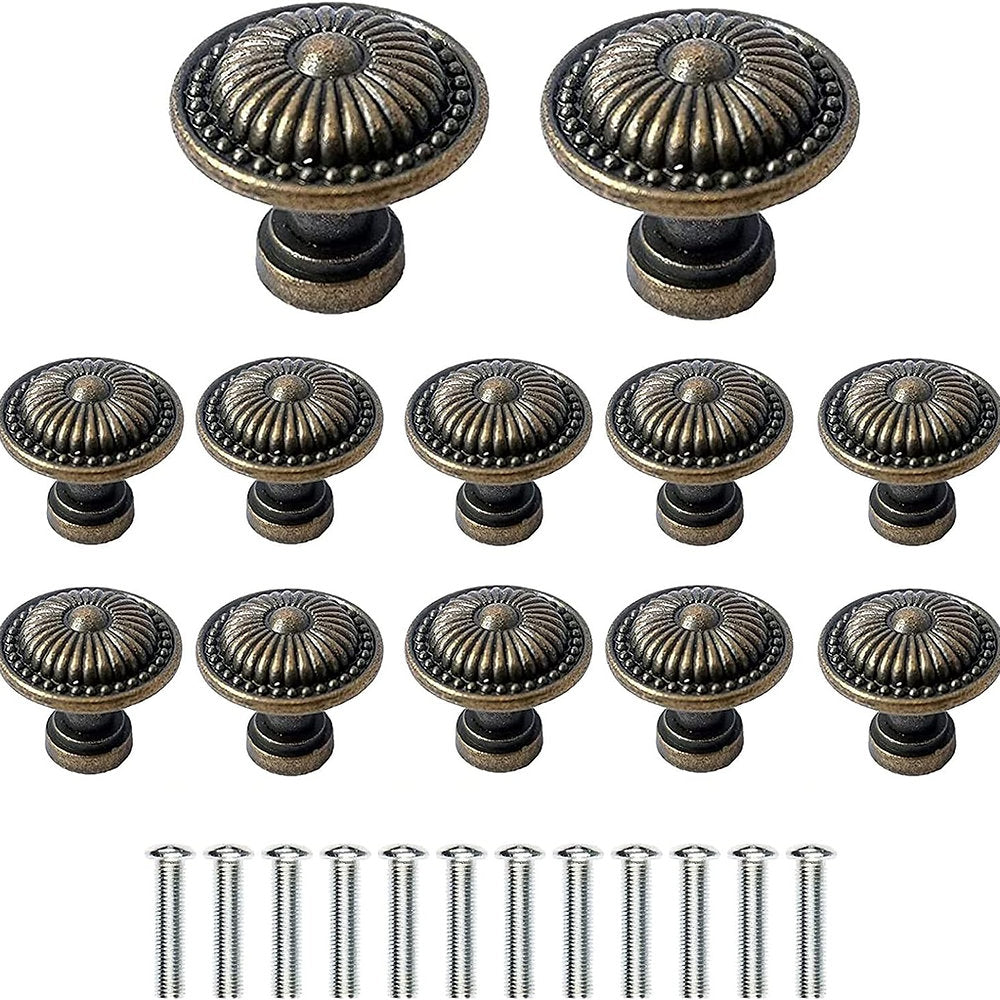 Pachet de 12 butoni din bronz vintage ușă dulap, sertar