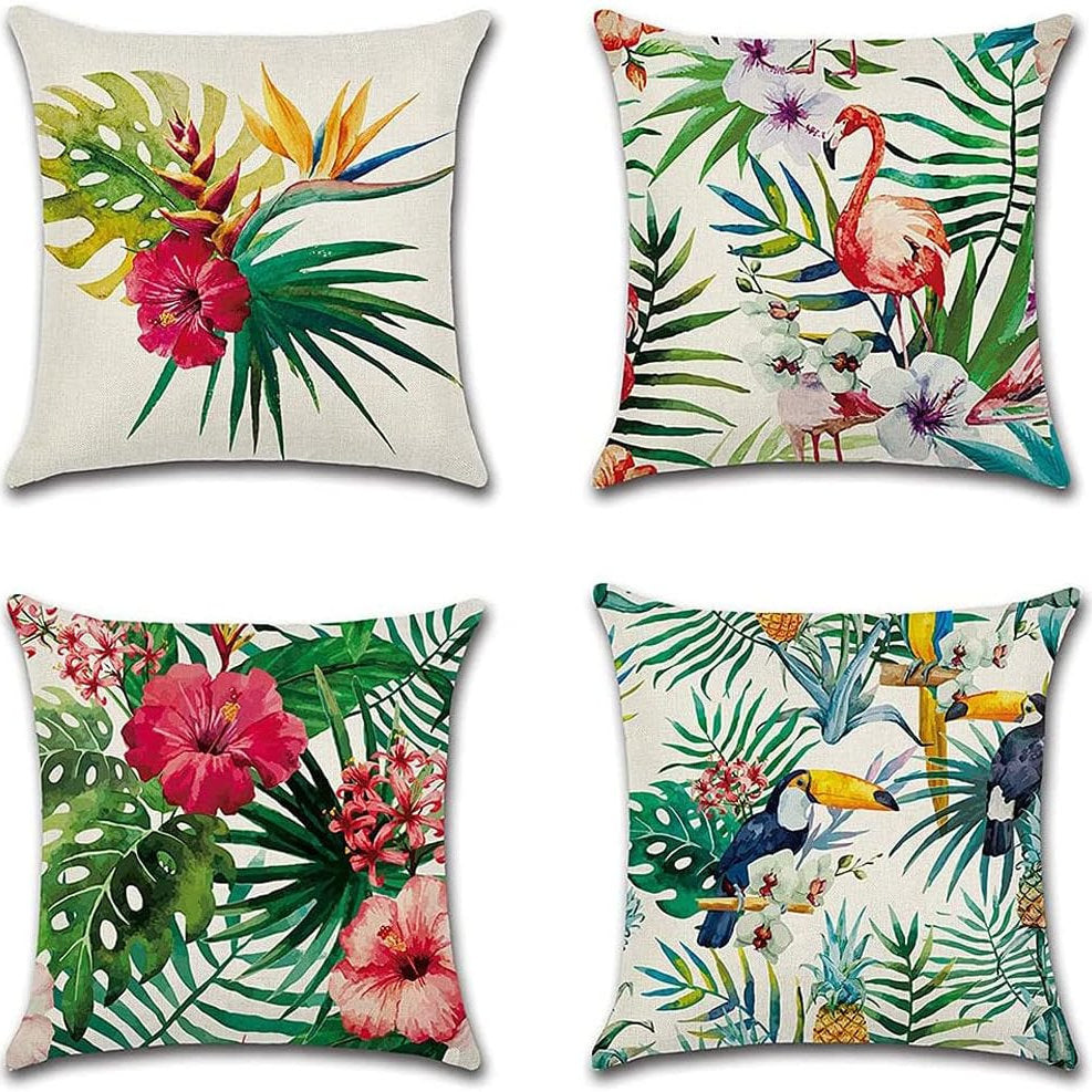 Fete perna impermeabile, husa decorativa , 45x45cm set de 4, flamingo