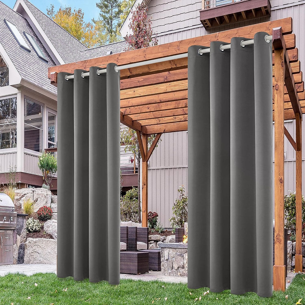 Draperii de exterior Deconovo rezistente la intemperii, 214 x 132 cm,gri