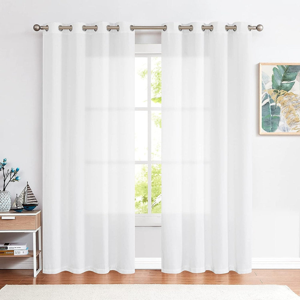 Perdele TOPICK cu ochiuri semitransparentă, in, 130 x 225 cm, alb