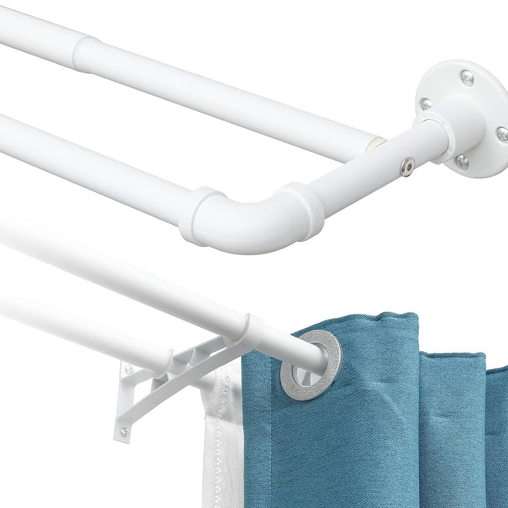 Galerie dubla, Tija, bara perdea, draperie INFLATION extensibila, 74-132cm, alb