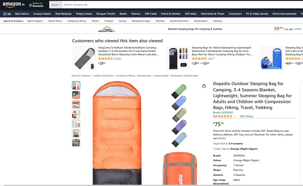 Sac de dormit vara, Dopedio, 220 x 81cm