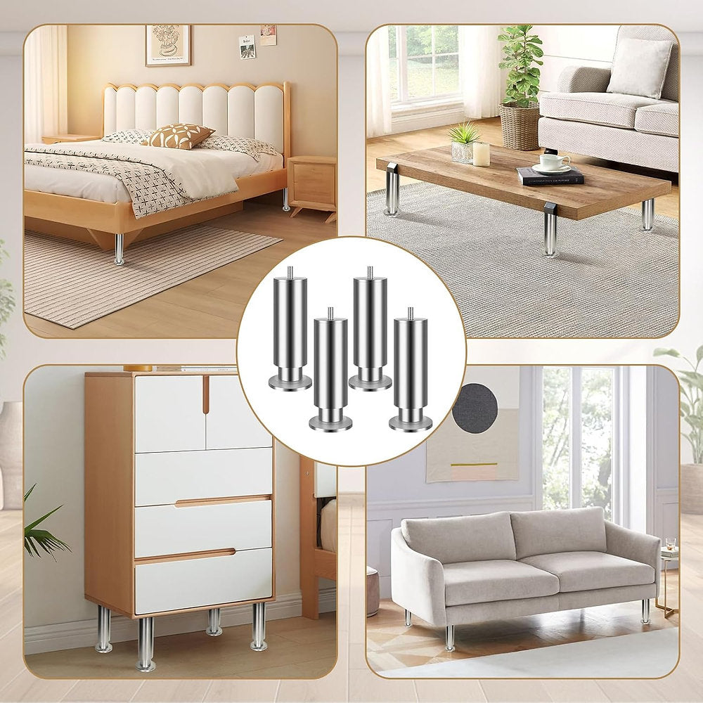Pachet 4 picioare mobilier, Shuiog, inox, dulap, canapea 10cm (± 15mm)