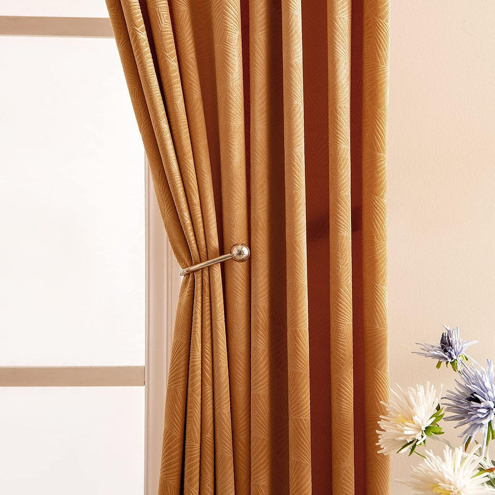 Draperii decorative 100% blackout, EMEMA, 140x175cm set de 2, galben