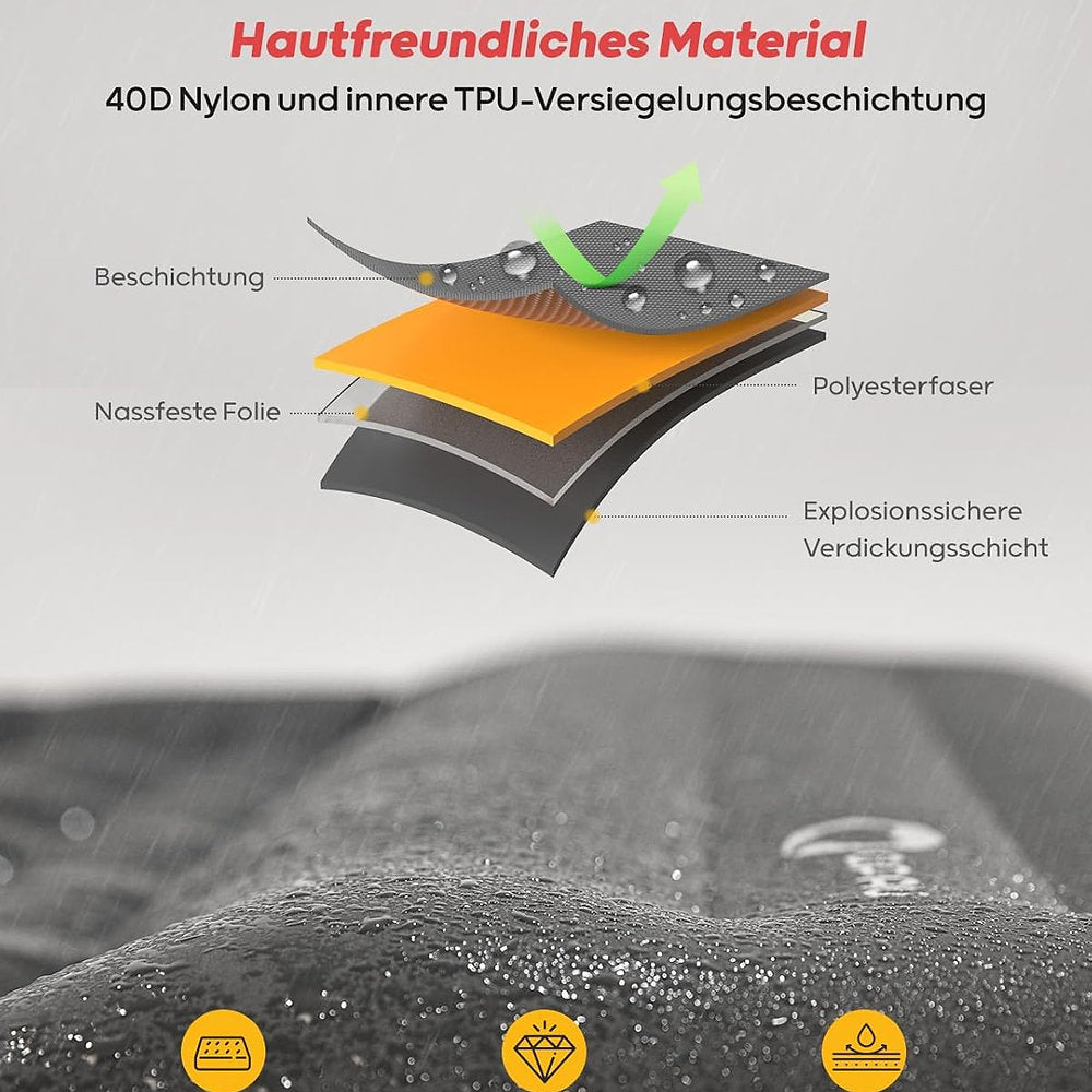 Saltea gonflabila cu perna, Qpau, cu pompa incorporata, 136x195cm