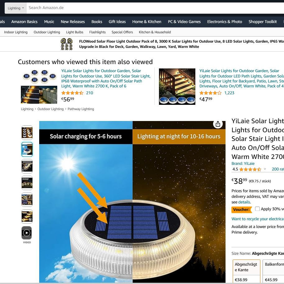 Set de 4 Lumini solare rotunde, 360grade, IP68