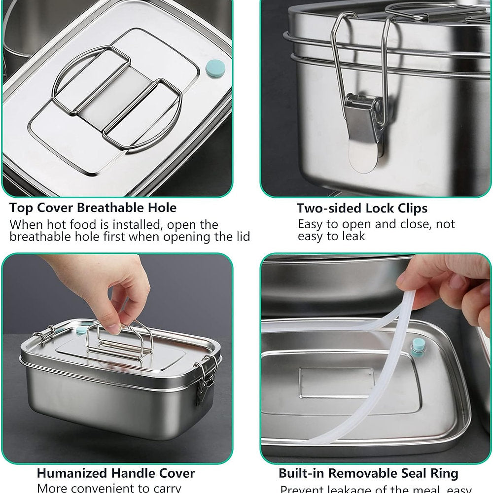 Cutie pranz, camping picnic, compartimentata, 1.1 litri inox premium