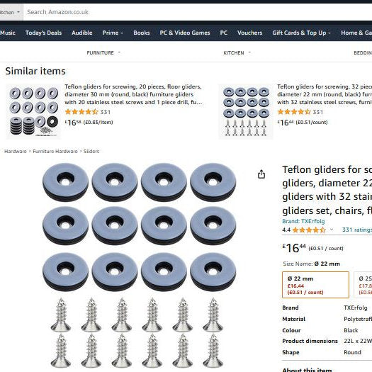 Protectie, glisiere picior mobilier din teflon, 22,25 sau 30mm