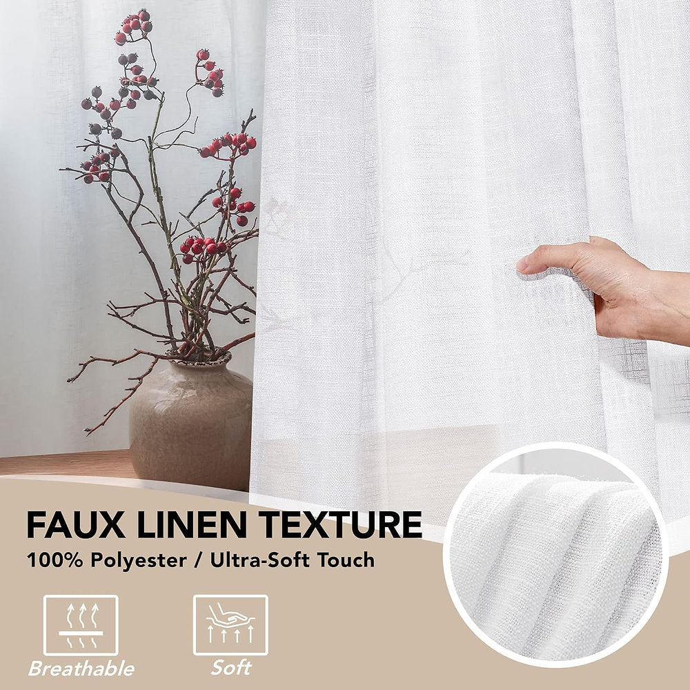 Perdele voal, Deconovo , 245 x 140 cm, alb, set 2