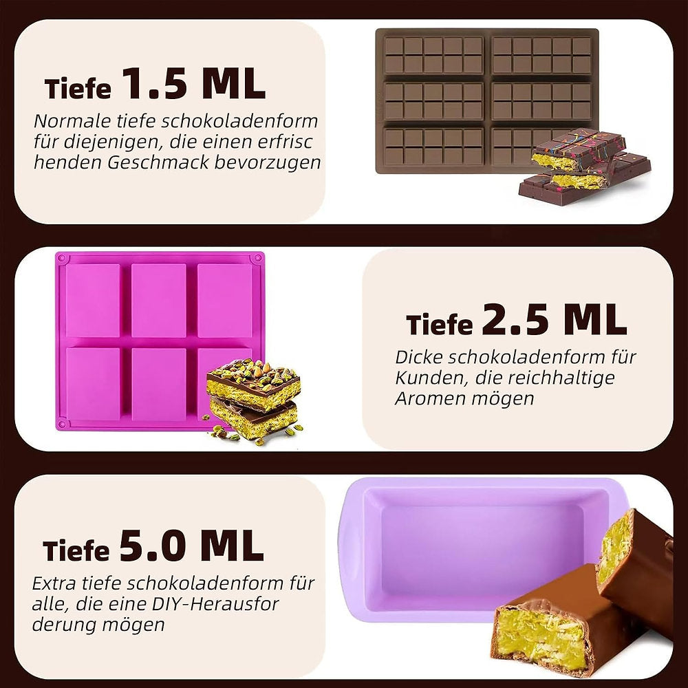 Forma silicon de ciocolata Dubai, fara BPA, 6 batoane, 26 x 17cm (6 x 11.5cm x 4