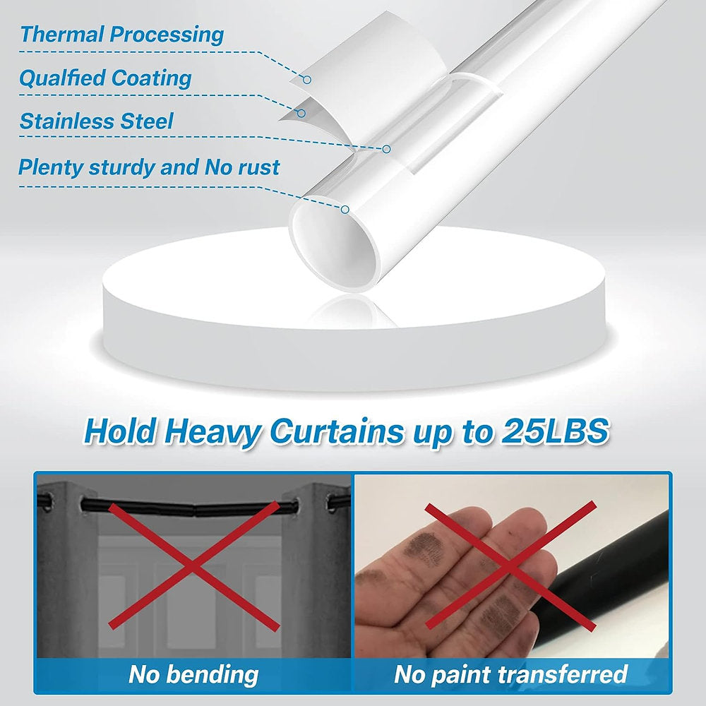 Set de 2 Galerii, Dakepole, bara perdele, draperii, 71 - 224cm, alb