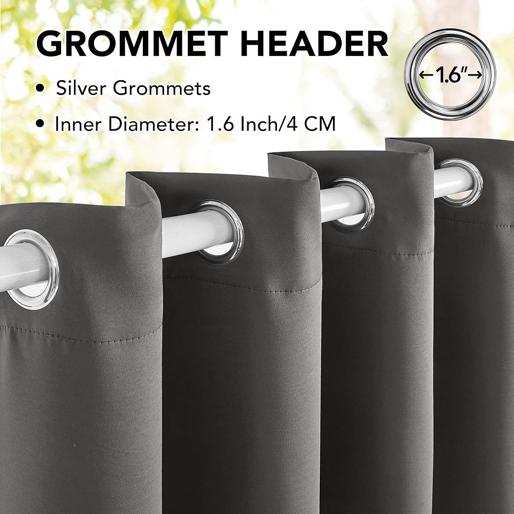 Draperii de exterior Deconovo rezistente la intemperii, 214 x 132 cm,gri