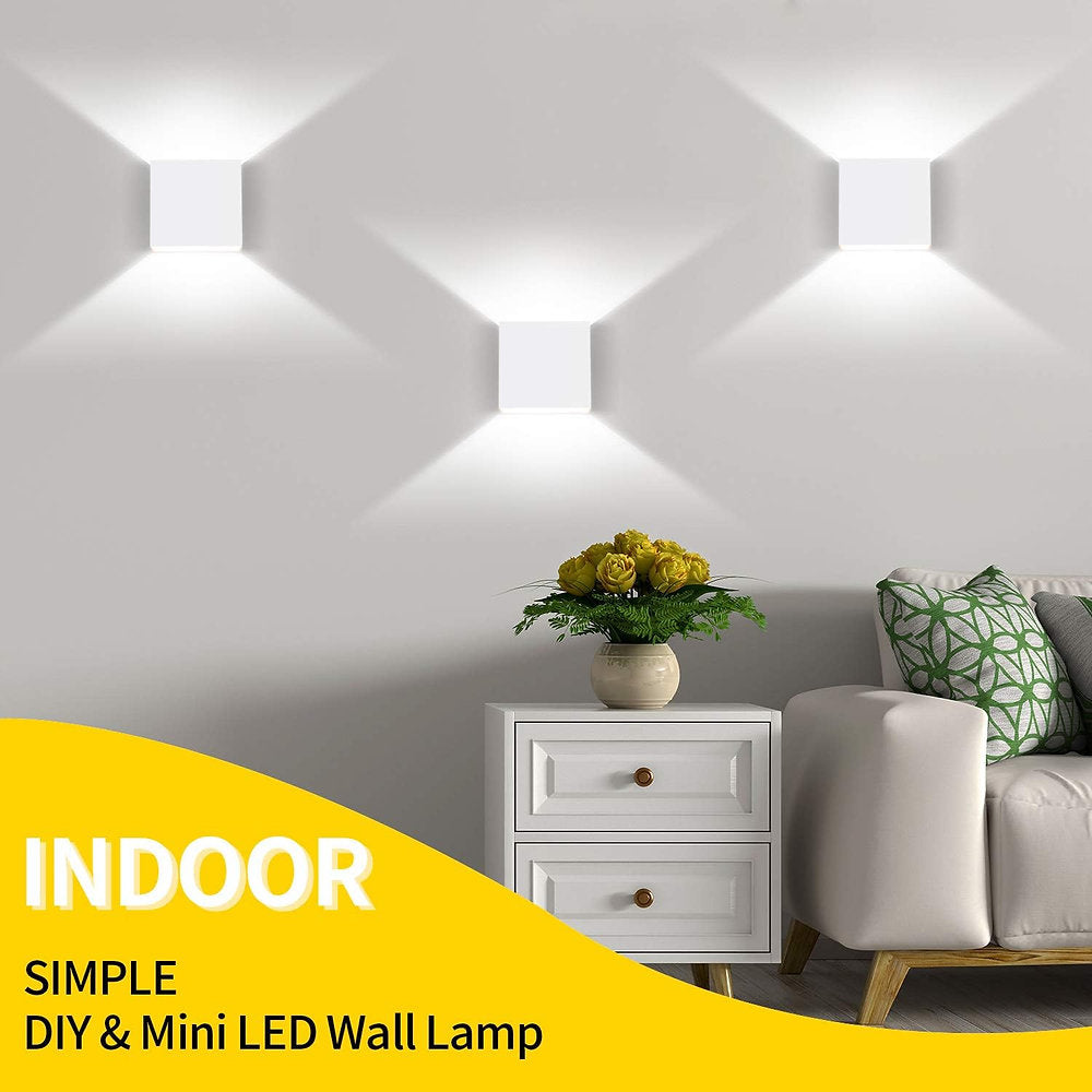 Aplice LED 6W, lumina alba rece, 10x5x10cm, set de2, alb