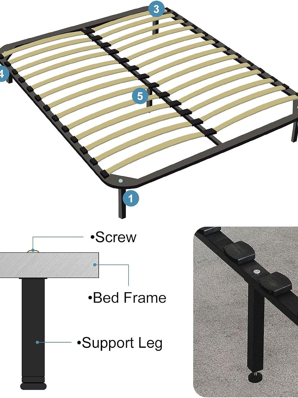 Set de 4 picioare mobila,Quarkzman, reglabile 22-24cm, otel carbon