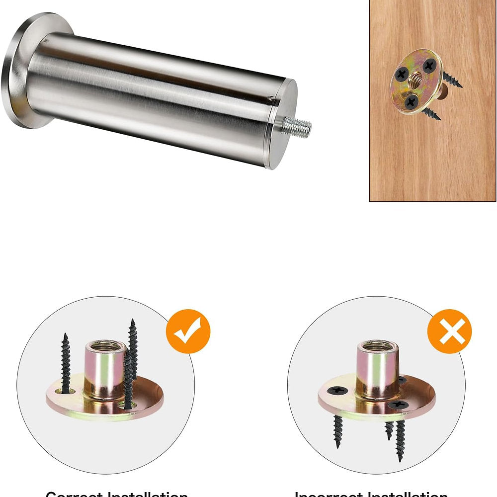 Pachet 4 picioare mobilier inox, dulap, canapea 8 cm