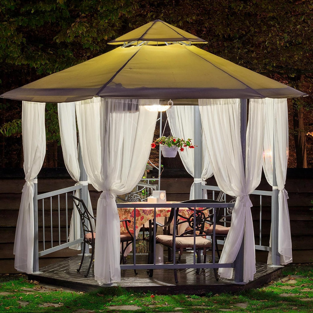 Perdele de exterior Deconovo rezistente la intemperii, 245 sau 275 x 140 cm, alb