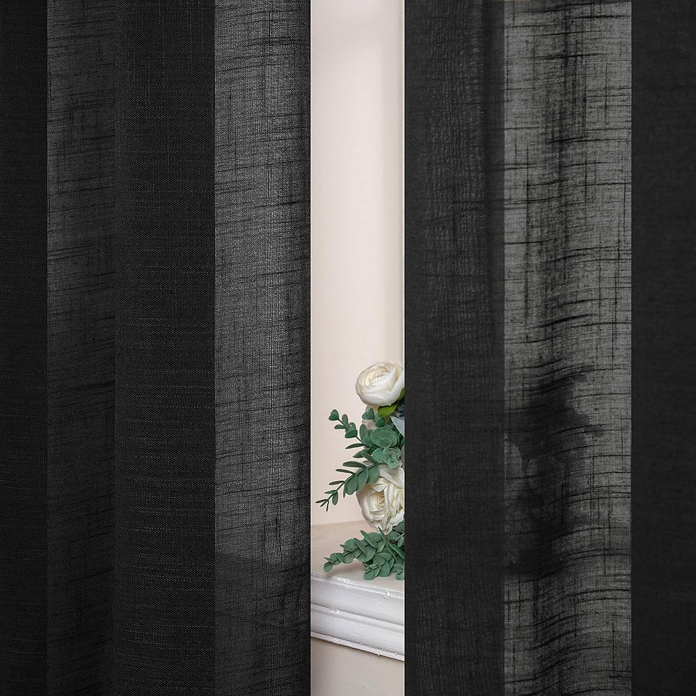 Perdele decorative, Miulee, 140x160, negru, set de 2