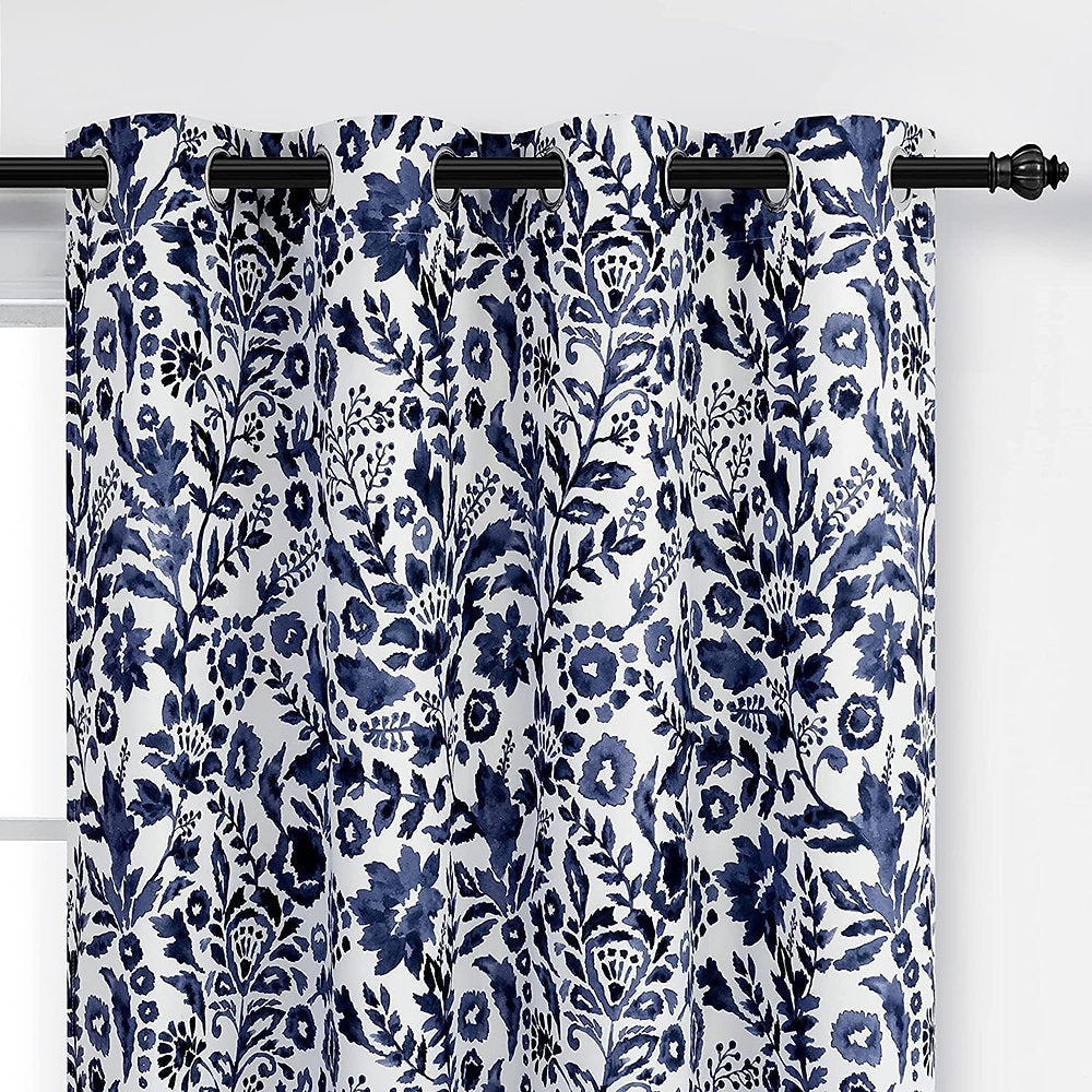 Draperii decorative, DriftAway, alb cu frunze, 168x229cm, set de 2