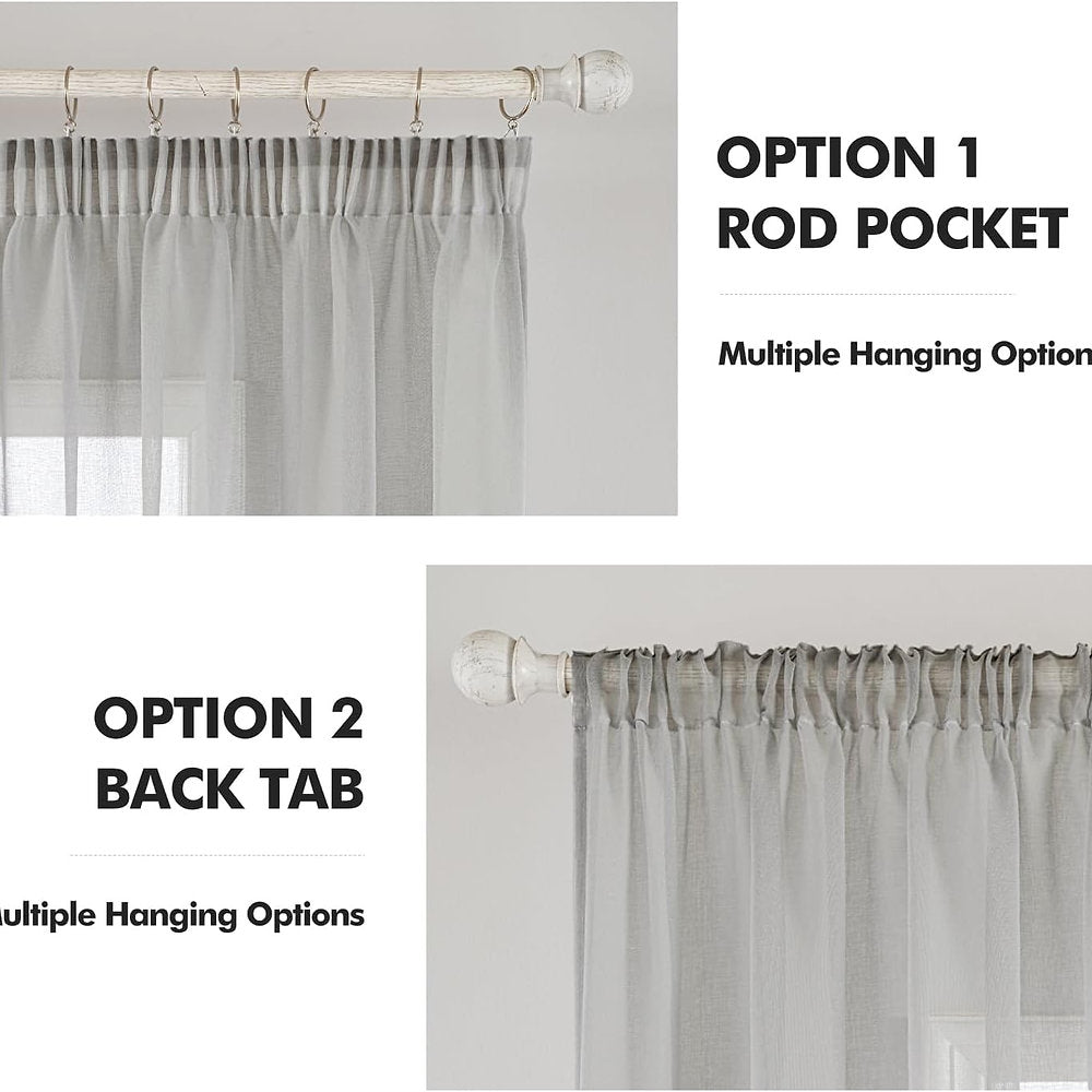 MIULEE Perdele cu bandă voal, doua optiuni de fixare, set 2 , 140 x 260cm