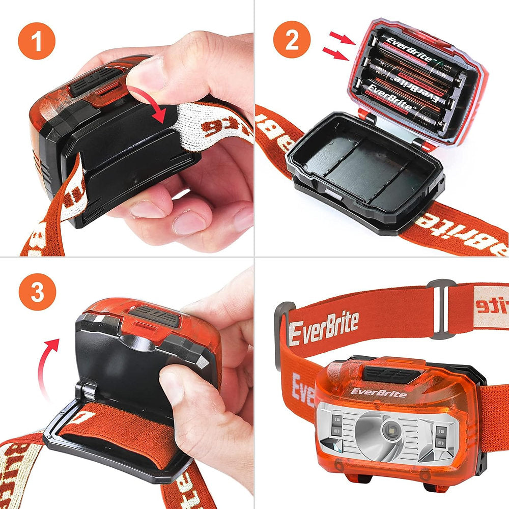 Lanterna frontala de cap EverBrite, 5 moduri, 3 culori de lumina, 300lm