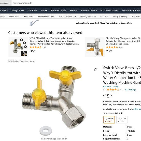 Deviator, Comutator Alamă 1/2 inch Supapă de distribuire în Y