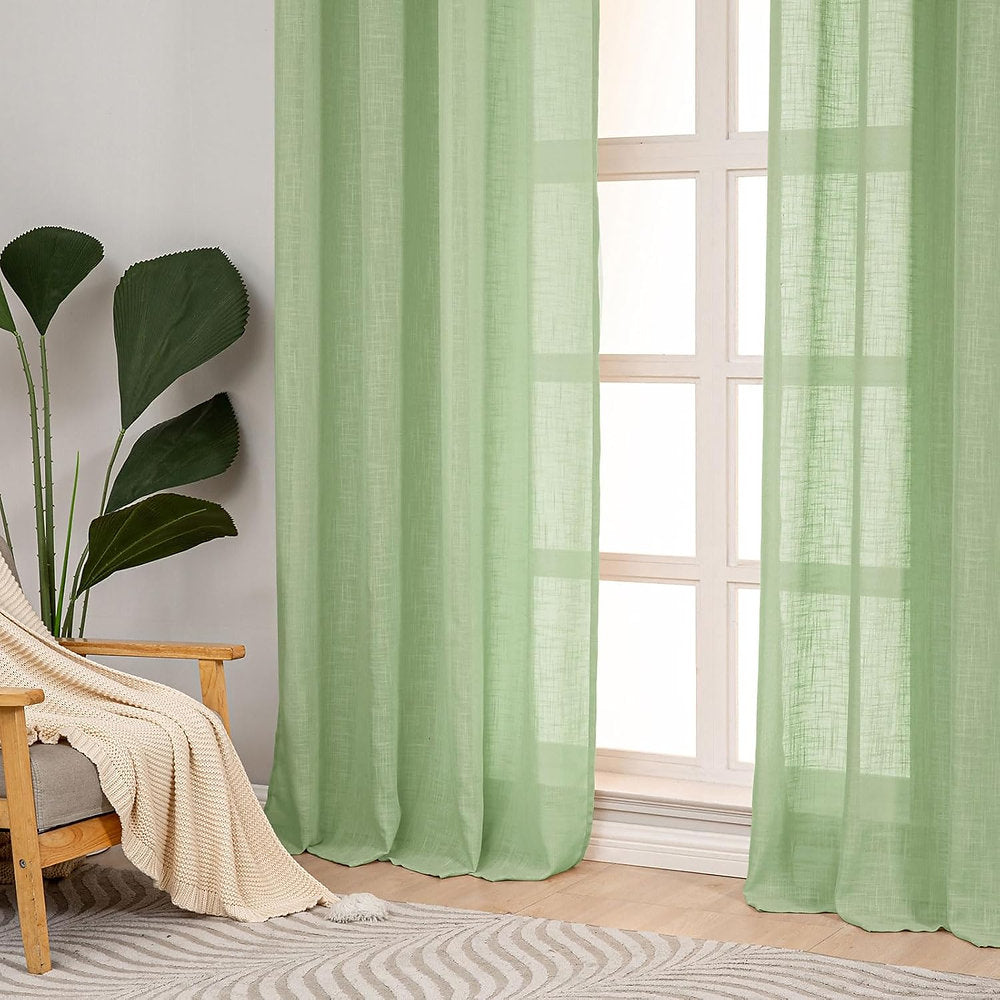Perdele LZE Home cu ochiuri semitransparentă, 145 x 140cm, verde