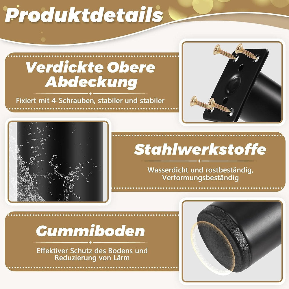 Set de 4 picioare mobila, Ksrnsne, reglabile 12-18cm, otel carbon