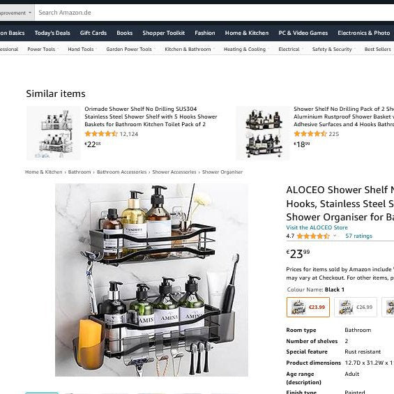 Set de 2 rafturi cu 6 accesorii, 29x9cm