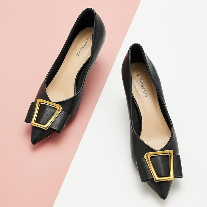 Pantofi cu toc, C.Paravano, piele premium, 41, negru