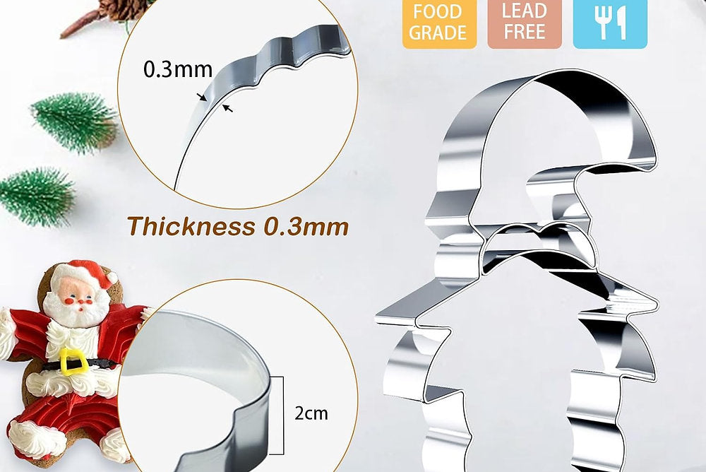 Set de 3 forme pentru prăjituri de Craciun, din oțel inoxidabil.