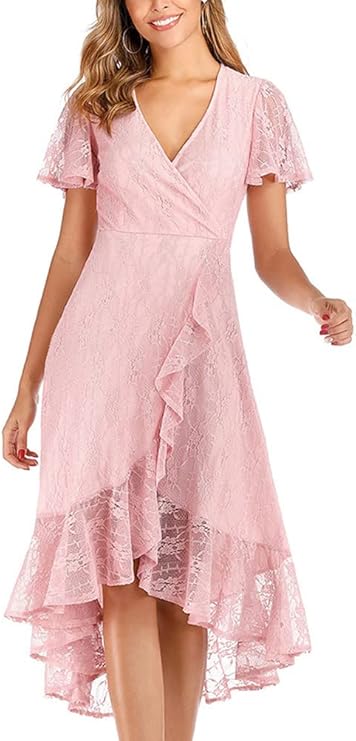 Rochie petrecere eleganta, dantela, LaOrchid, rochie seara, nunta, roz, L sau XL