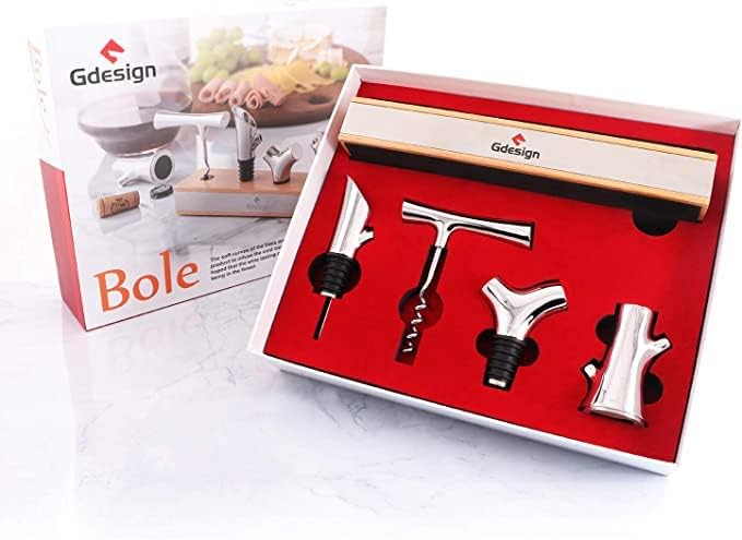 Set cadou desfacator sticle vin, Gdesign, dop , taietor folie, suport