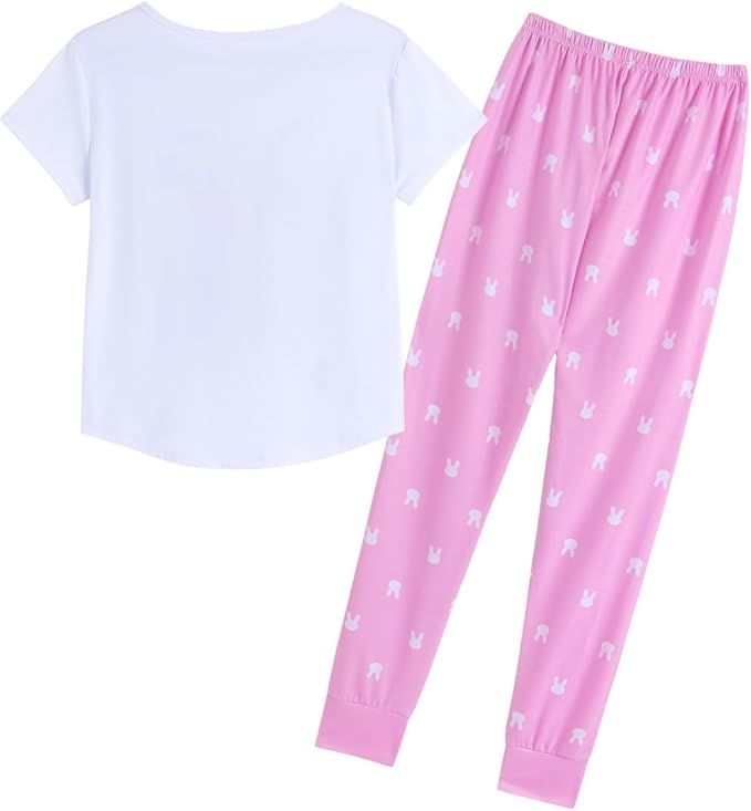 Set Pijama doua piese, MyFav, alb roz, S sau M