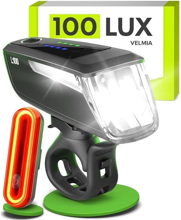 Set lumini, far si stop bicicleta, Velmia StVZO aprobat 100, 8.5h