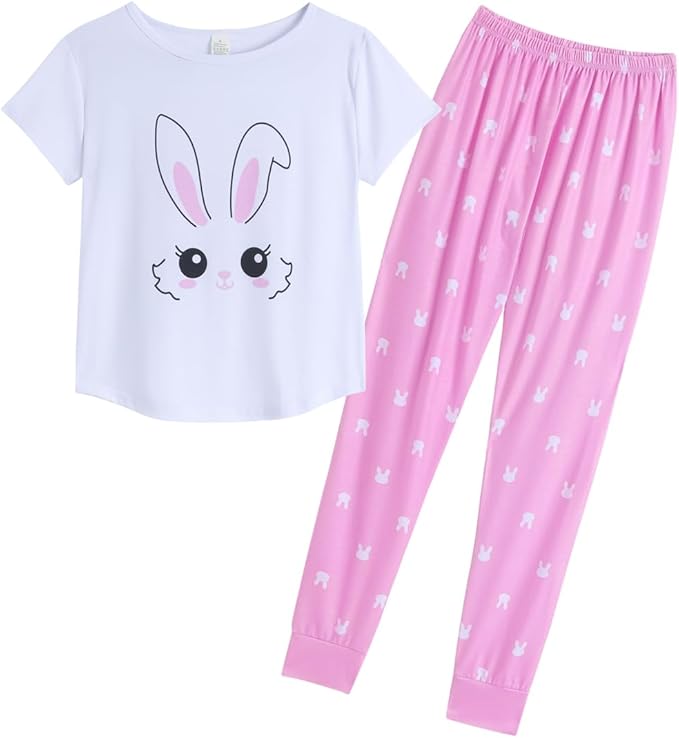 Set Pijama doua piese, MyFav, alb roz, S sau M