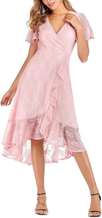 Rochie petrecere eleganta, dantela, LaOrchid, rochie seara, nunta, roz, L sau XL