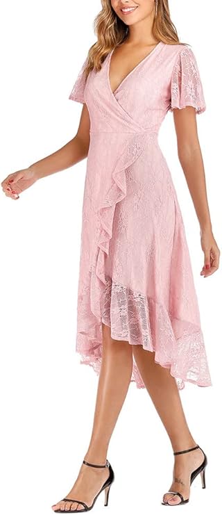 Rochie petrecere eleganta, dantela, LaOrchid, rochie seara, nunta, roz, L sau XL