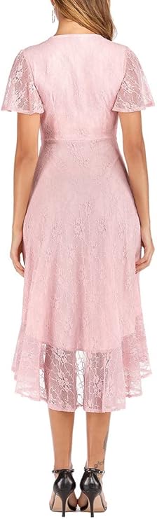 Rochie petrecere eleganta, dantela, LaOrchid, rochie seara, nunta, roz, L sau XL