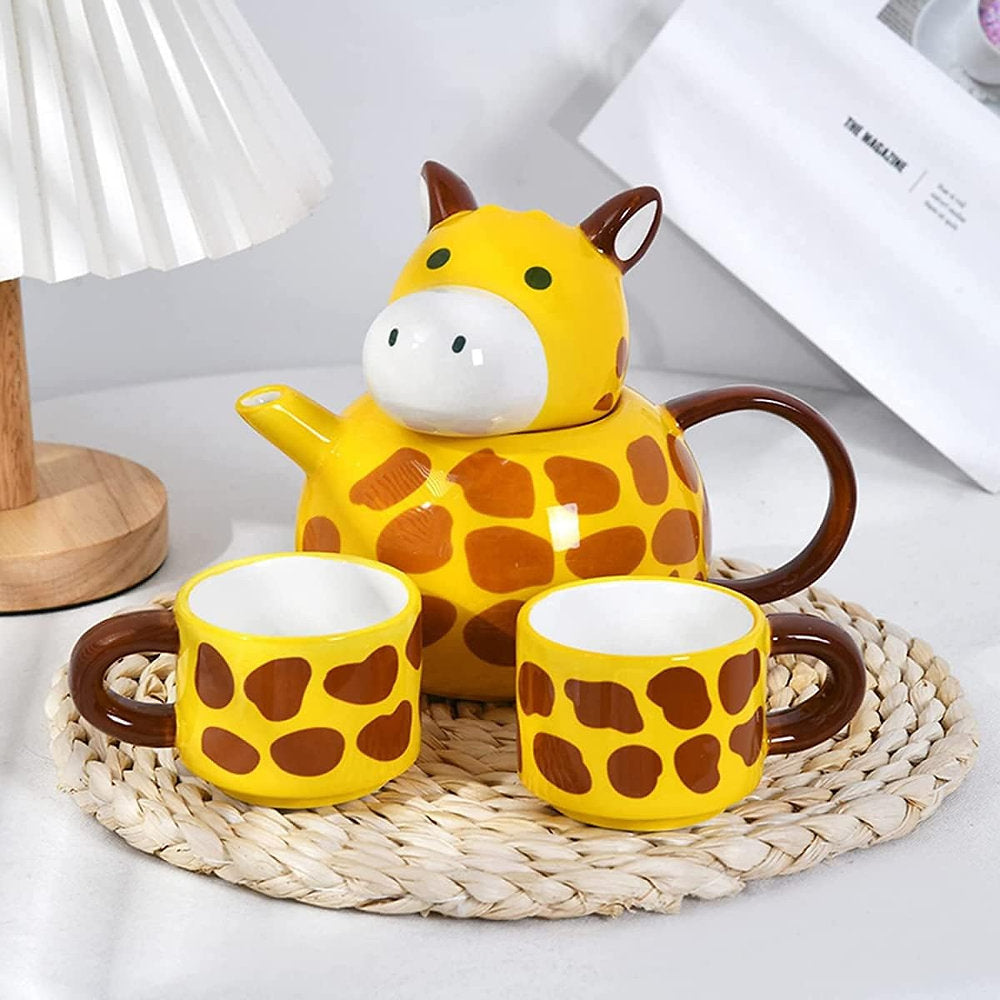 Set ceai, girafa, ceainic cu capac si doua cesti, pentru 2