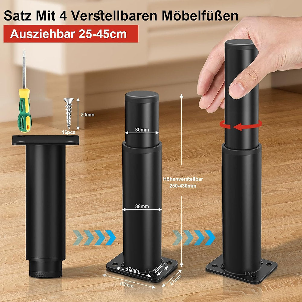 Set de 4 picioare mobila,Swetfela, reglabile 25-40cm, otel carbon