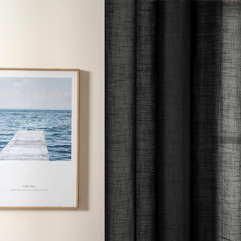 Perdele decorative, Miulee, 140x145cm, negru, set de 2