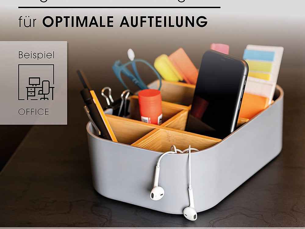 Organizator universal, lemn bambus, premium 8 compartimente, 24x16x8cm