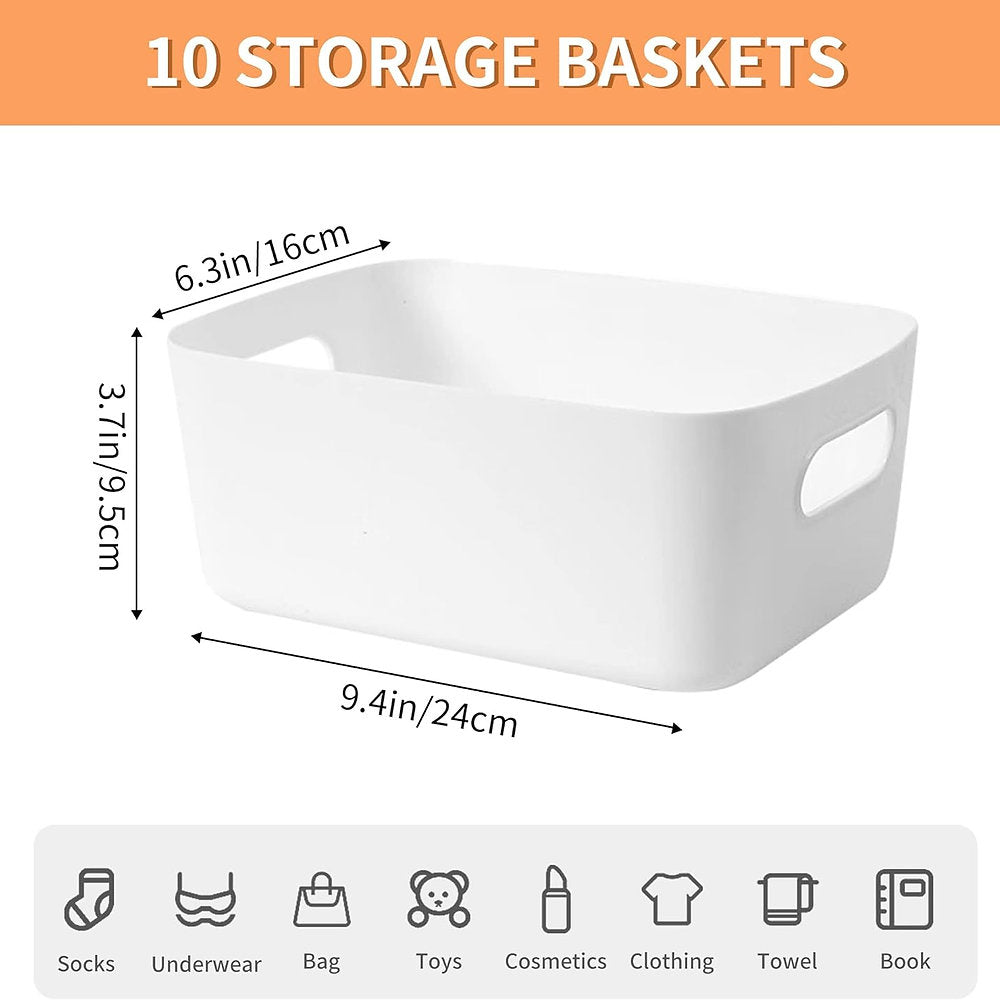 Set de 10 cutii de depozitare 25x16x10cm, plastic