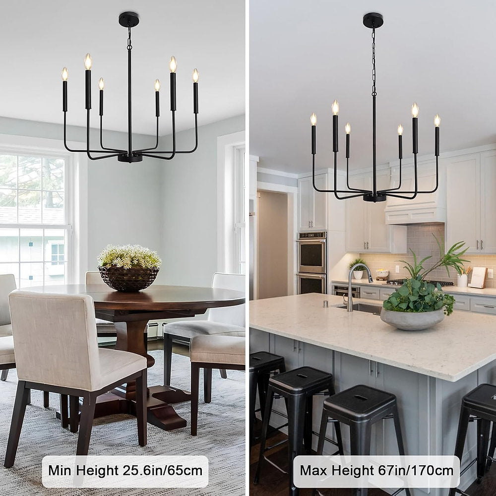 Candelabru modern, Wtuoing, lustra 6 brate, E14, negru