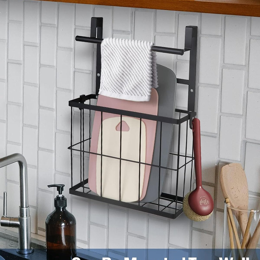 Coș pentru dulap, JSVER, suport pentru prosoape organizator dulap chiuvetă-negru
