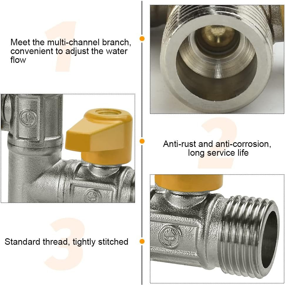 Adaptor, divertor 3cai, doi robineti, 1/2