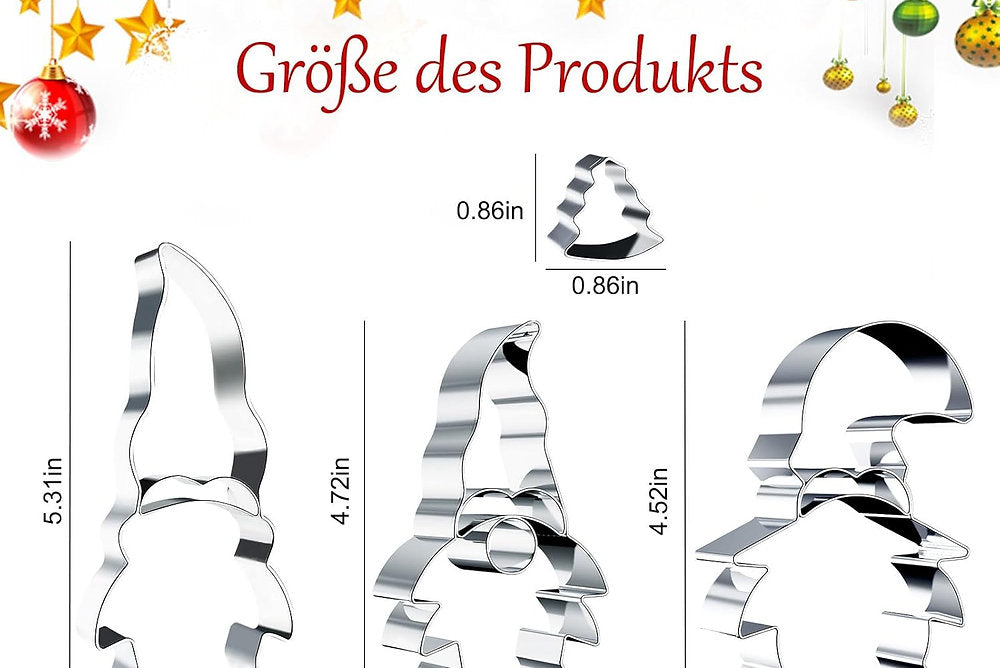 Set de 3 forme pentru prăjituri de Craciun, din oțel inoxidabil.