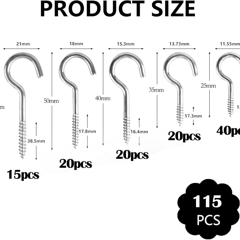 Carlige agatatoare tavan, perete 5 marimi, set de 115