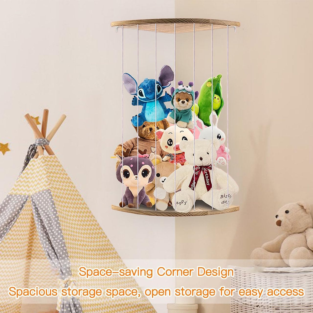 Organizator jucarii de plush, Rodelna, inaltime reglabila, baza de lemn masiv