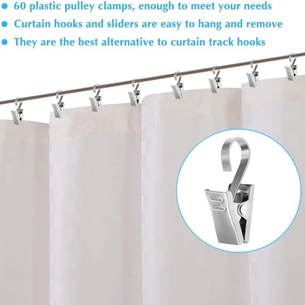 Set 60 carlige perdea, Dtyguixe, agatarea draperii, foto, fixarea usoara